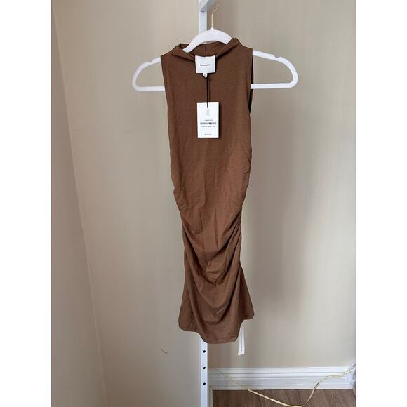 NEW NWT Reformation Jana Knit Mini Dress Nutty Brown size XS - Picture 4 of 7